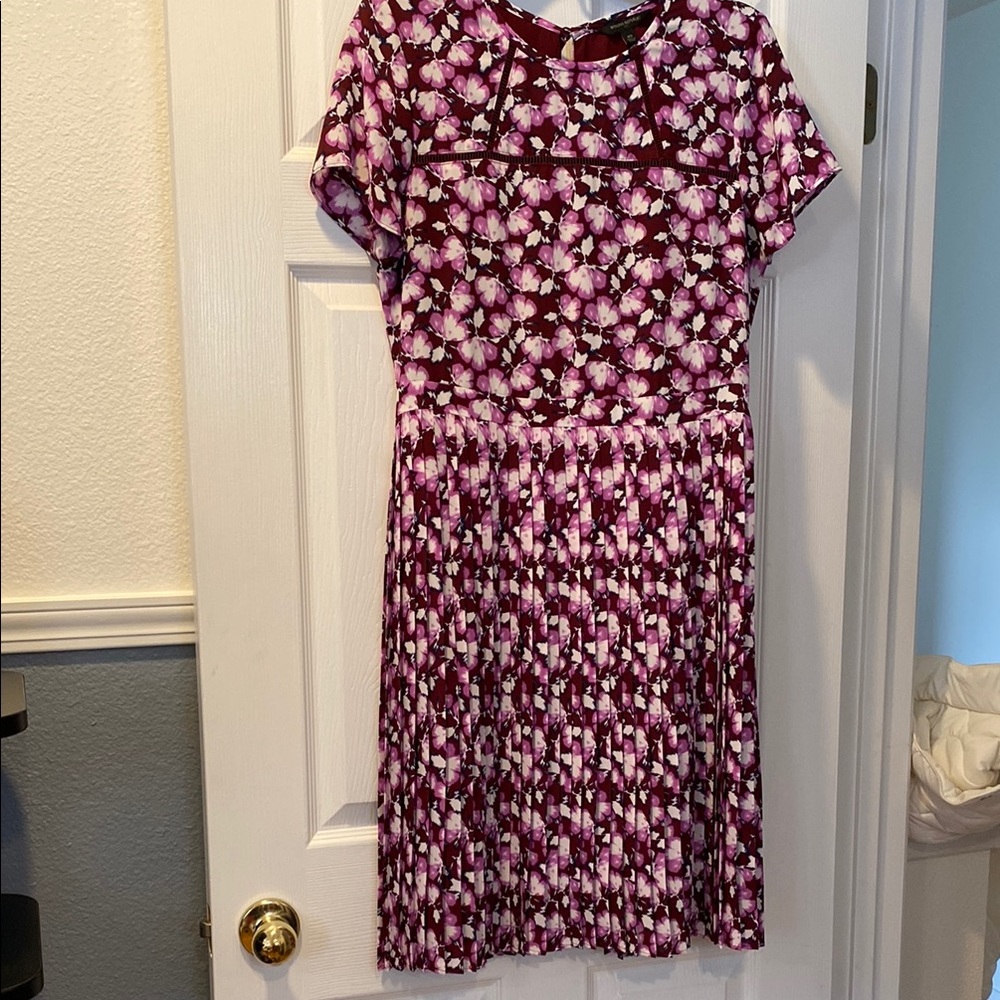 Floral Maroon and Pink Banana Republic pleated Dress